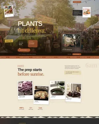 Neo-Retro Vegetarian Food Truck Landing Page Template