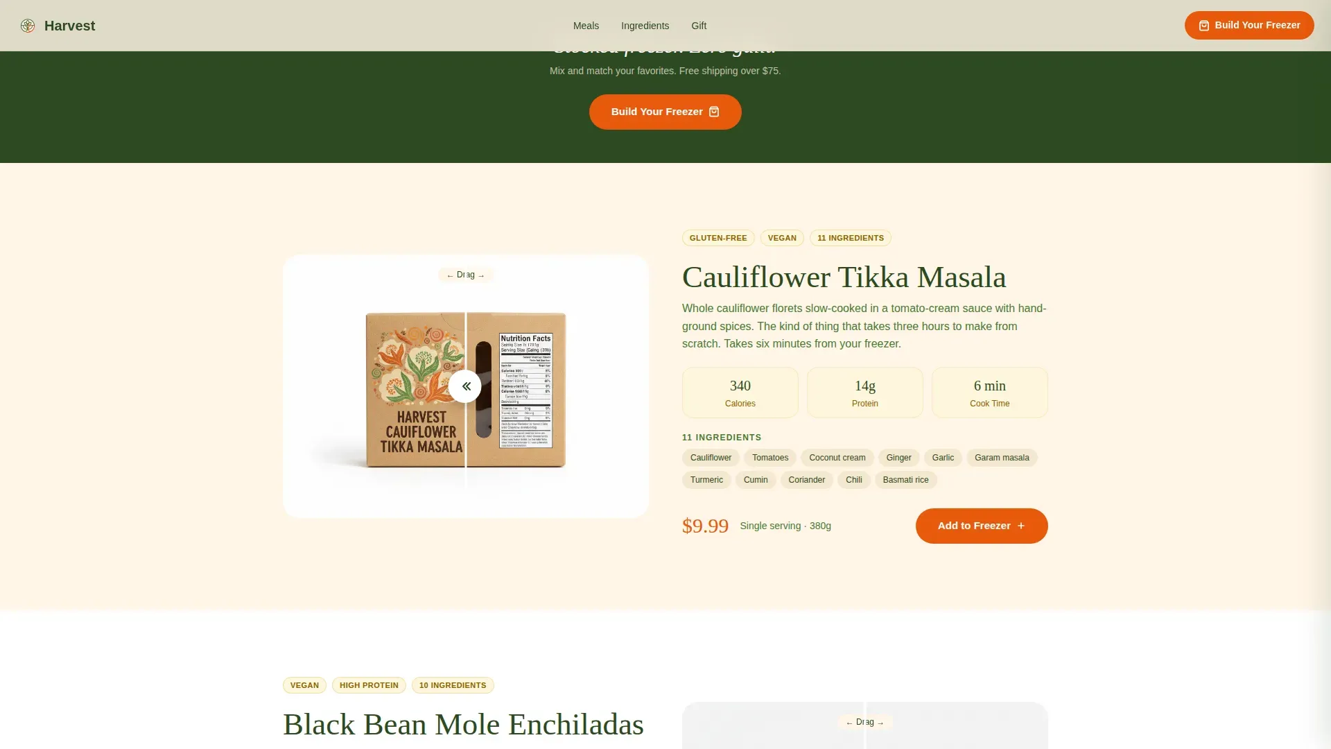 Organic Flow Vegetarian Frozen Food Landing Page Template