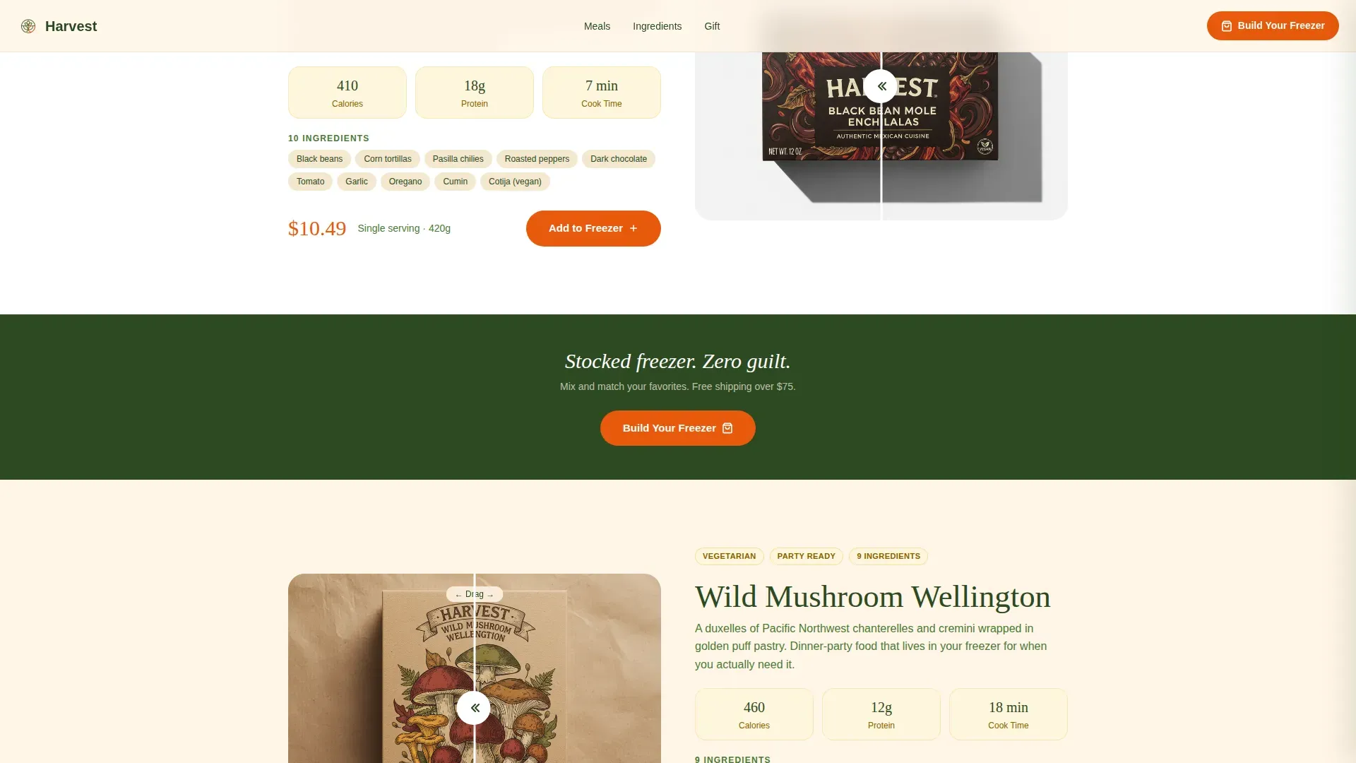 Organic Flow Vegetarian Frozen Food Landing Page Template