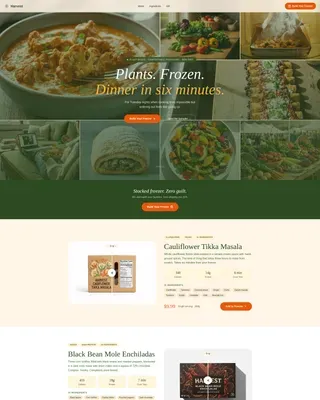 Organic Flow Vegetarian Frozen Food Landing Page Template