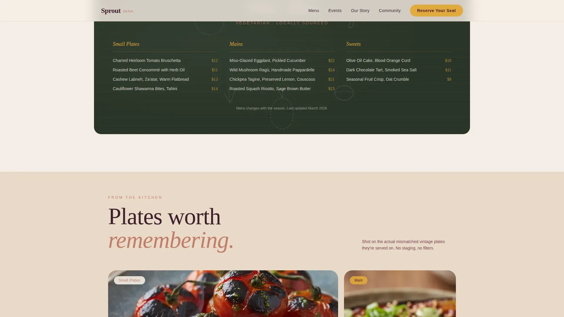 Vegetarian Restaurant Landing Page Template
