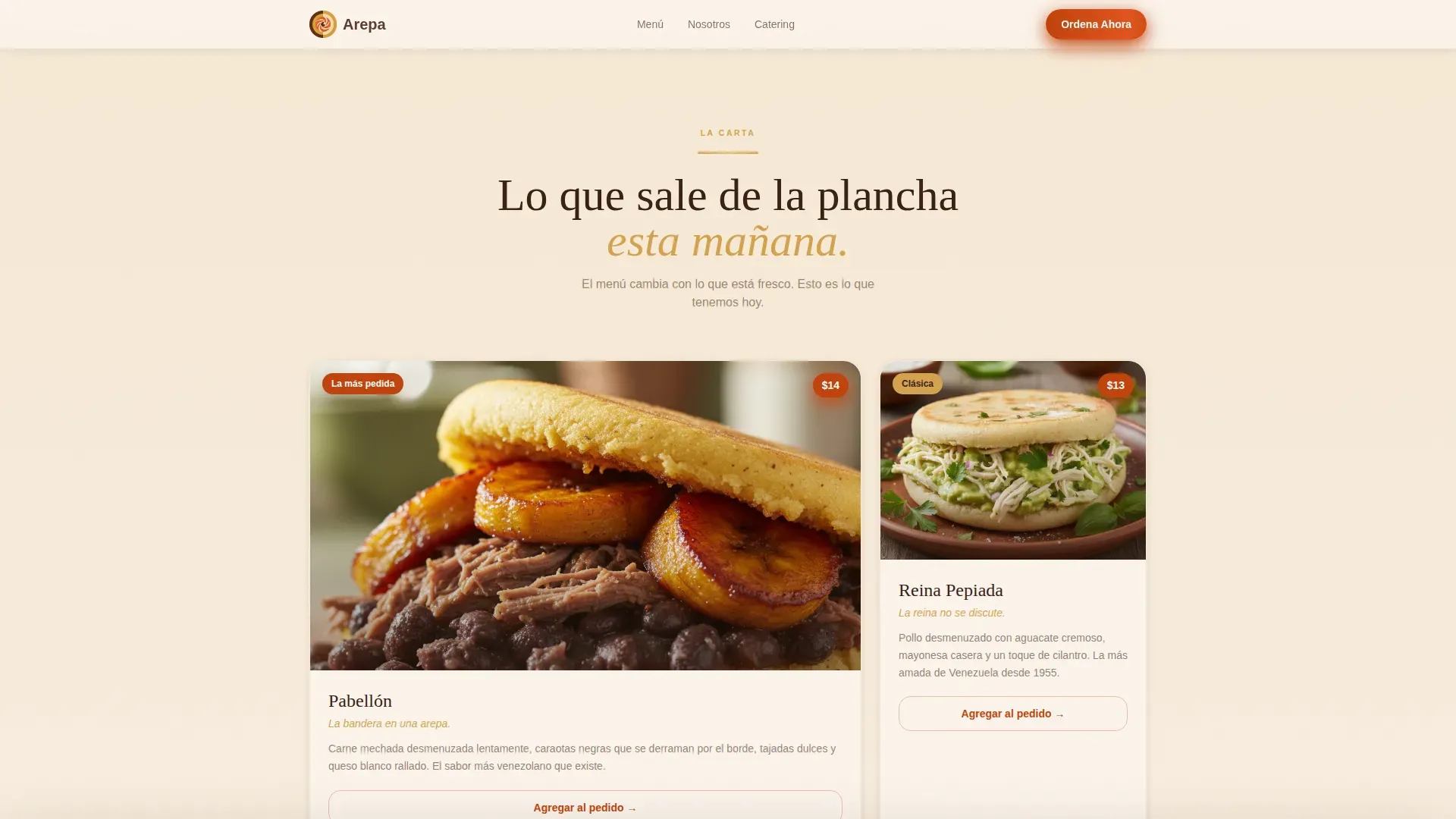 Authentic Venezuelan Restaurant | Free Website Template | Rocket