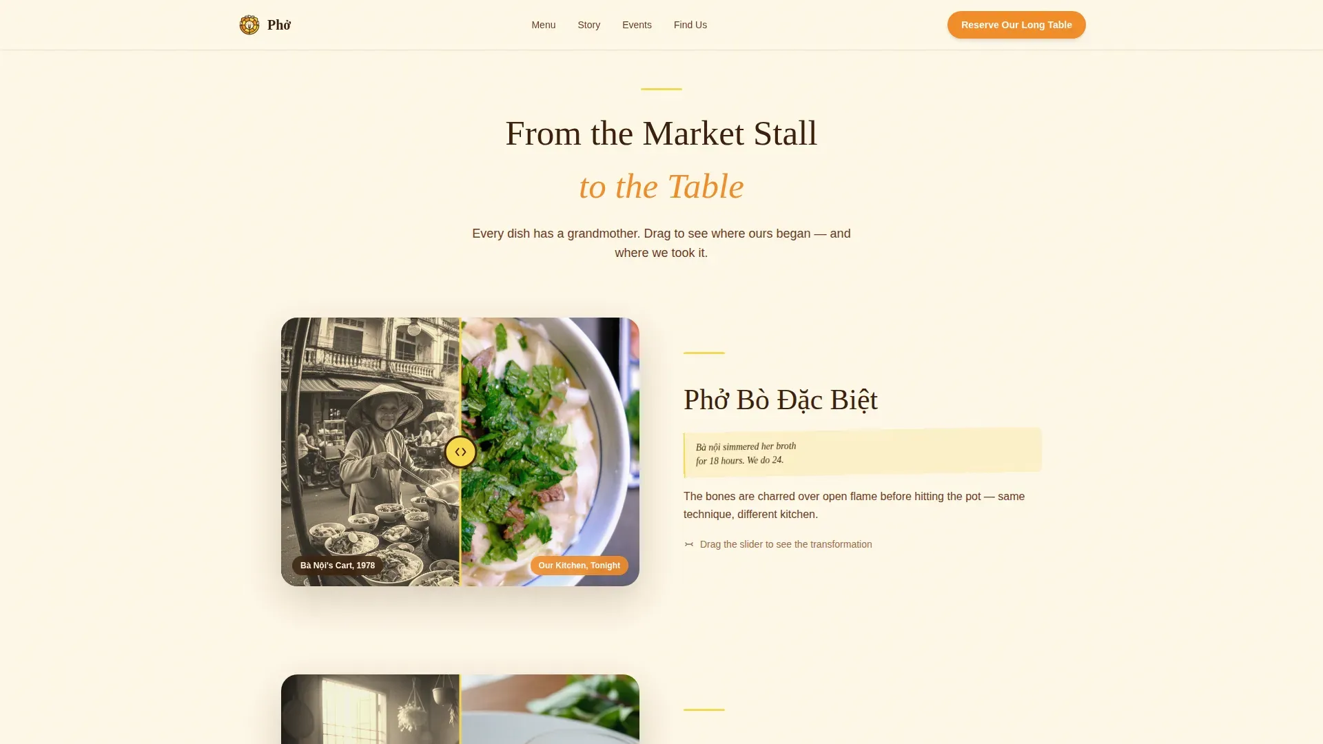 Vietnamese Dining Landing Page Template | Old Recipes New Night Out