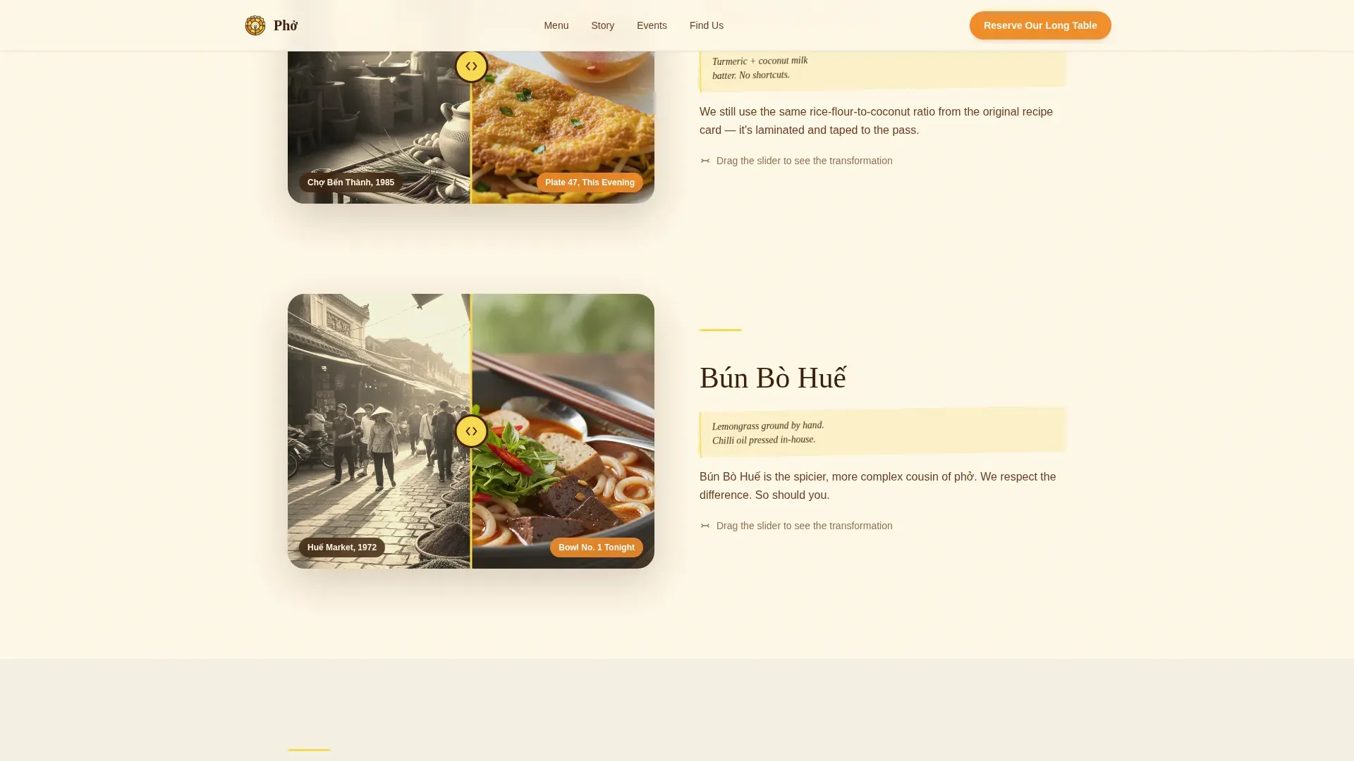 Vietnamese Dining Landing Page Template | Old Recipes New Night Out
