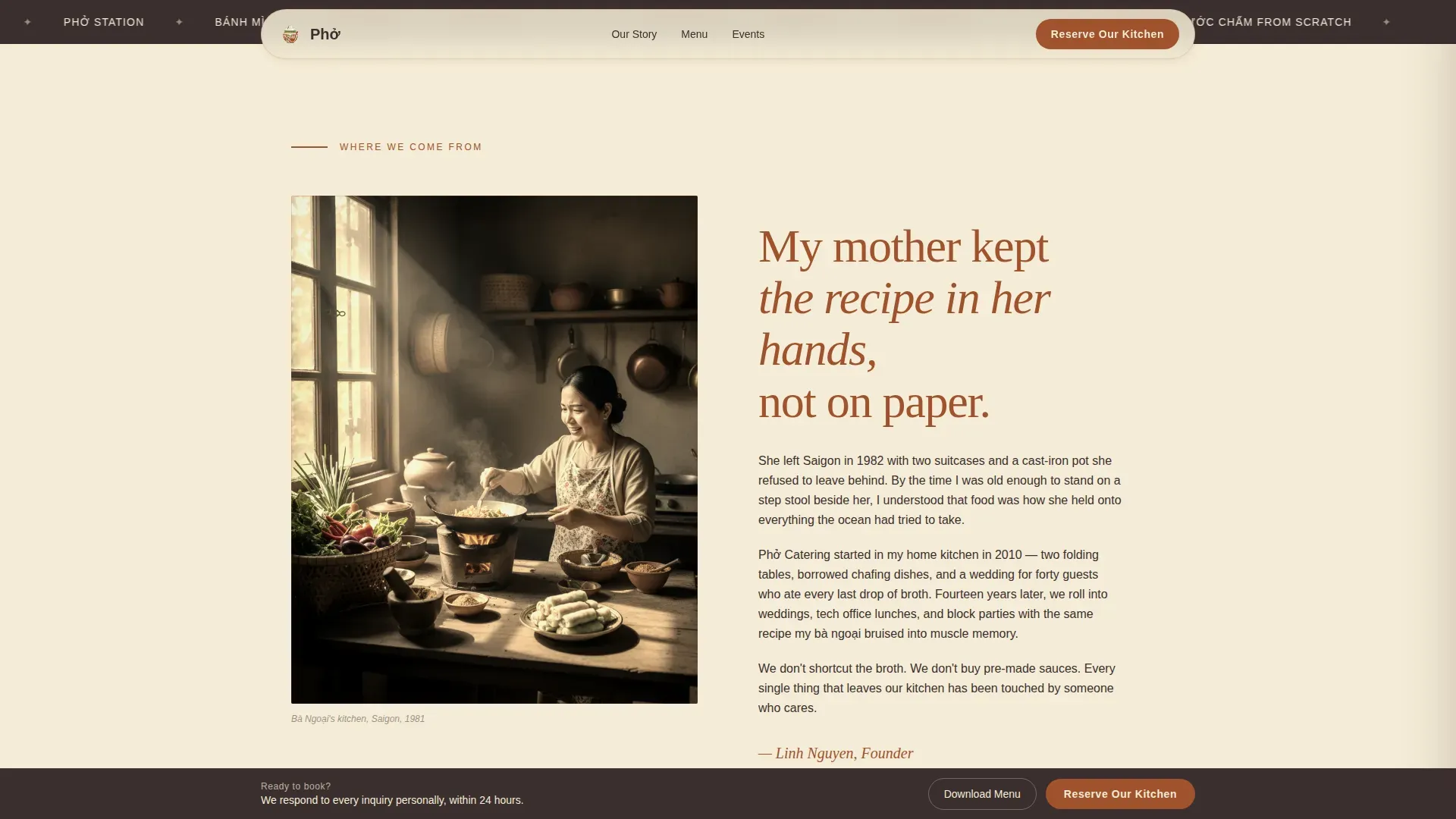 Vietnamese Catering Landing Page Template | Agrarian Root