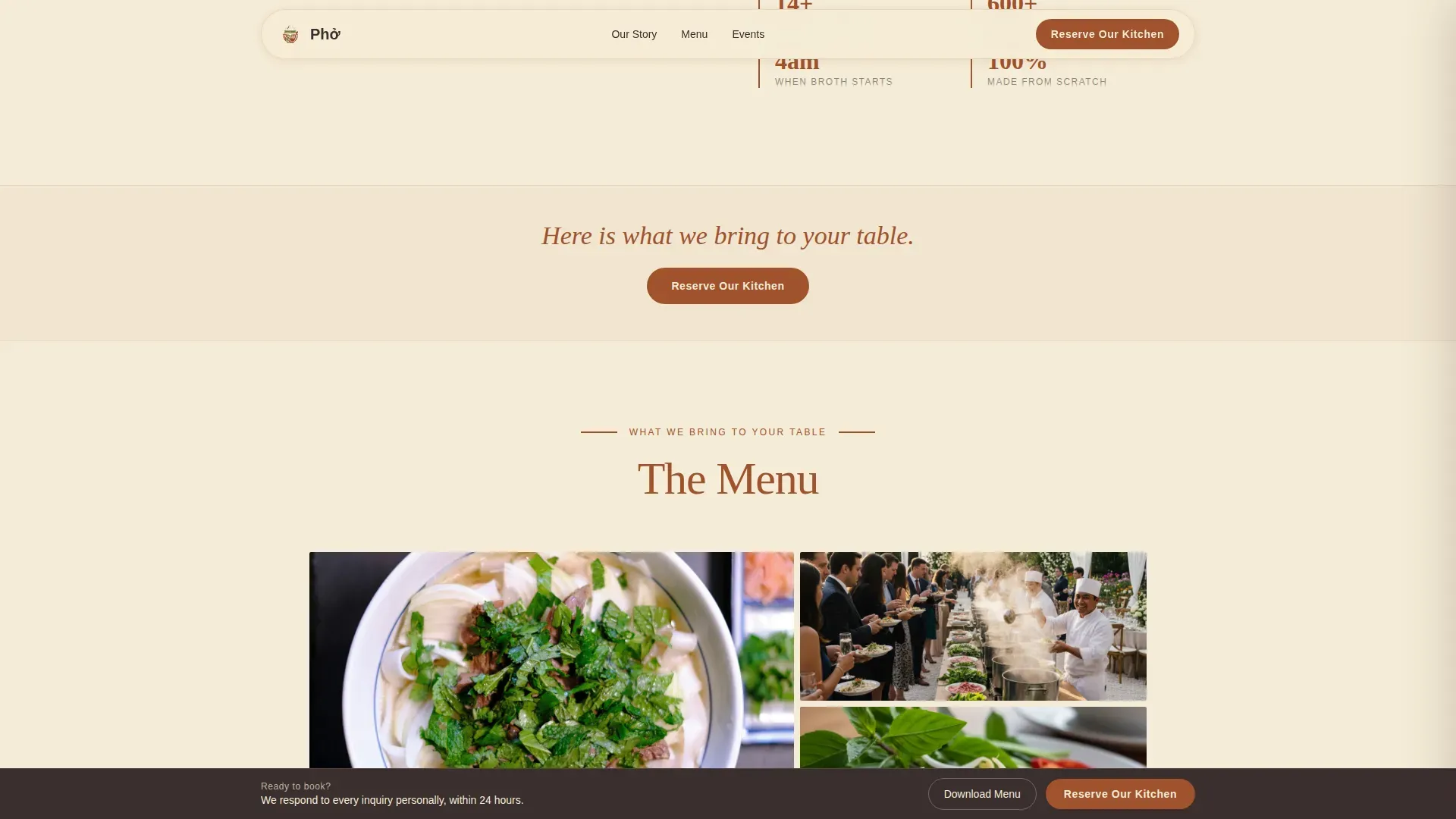 Vietnamese Catering Landing Page Template | Agrarian Root