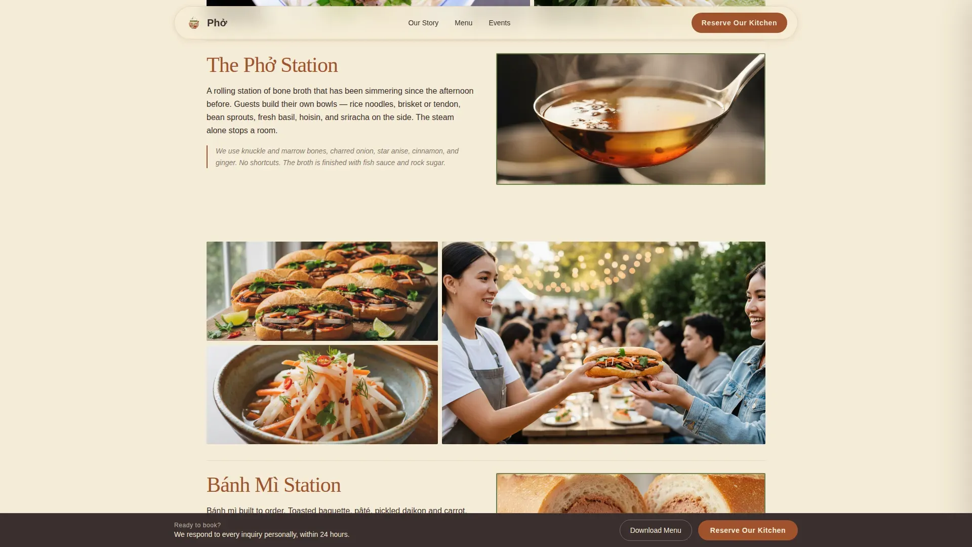 Vietnamese Catering Landing Page Template | Agrarian Root