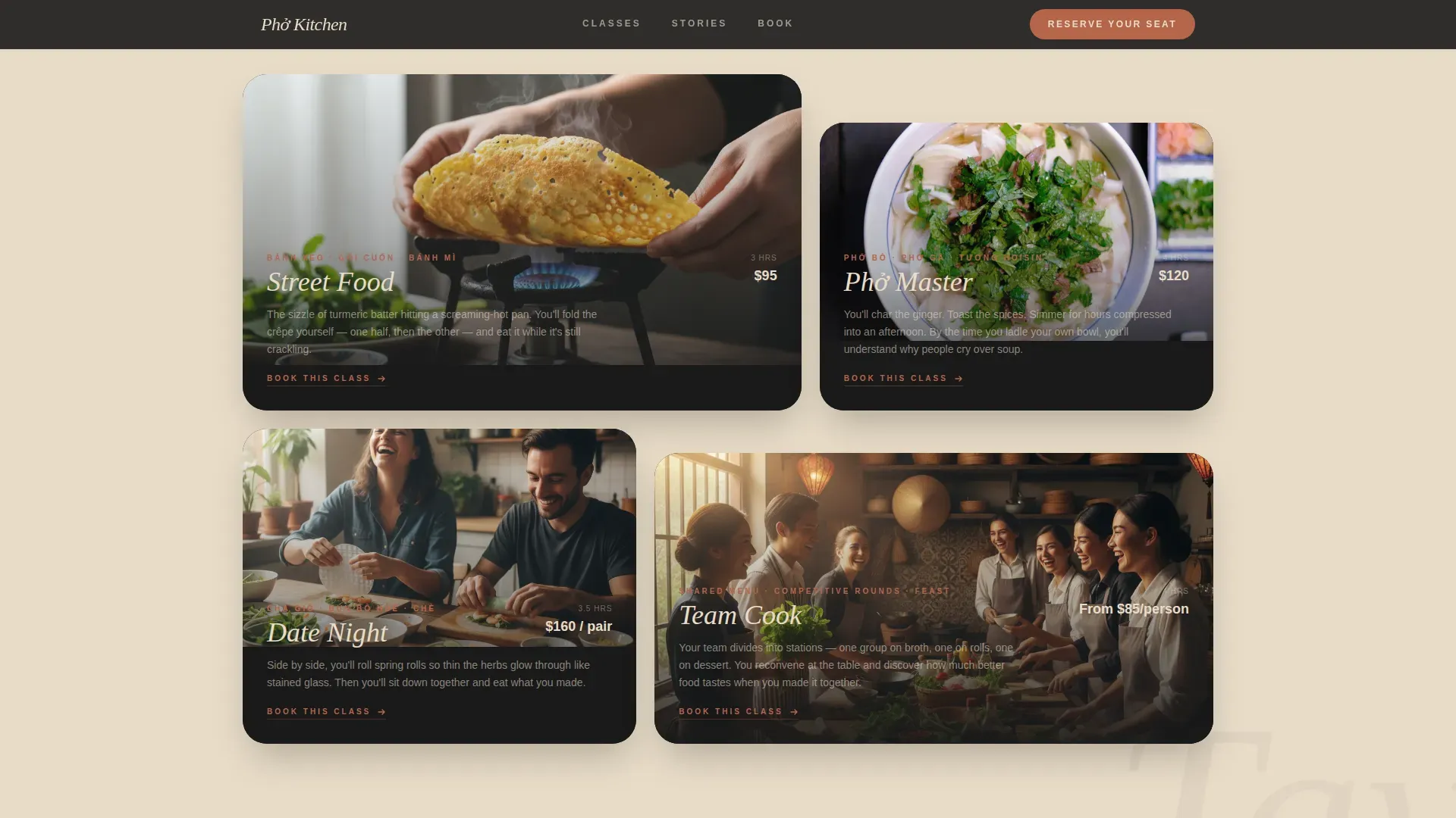 Vietnamese Cooking Class Landing Page Template