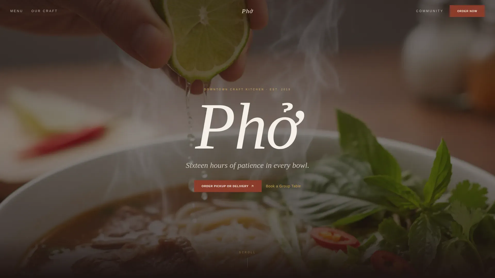 Haute Craft Vietnamese Fast Casual Landing Page Template