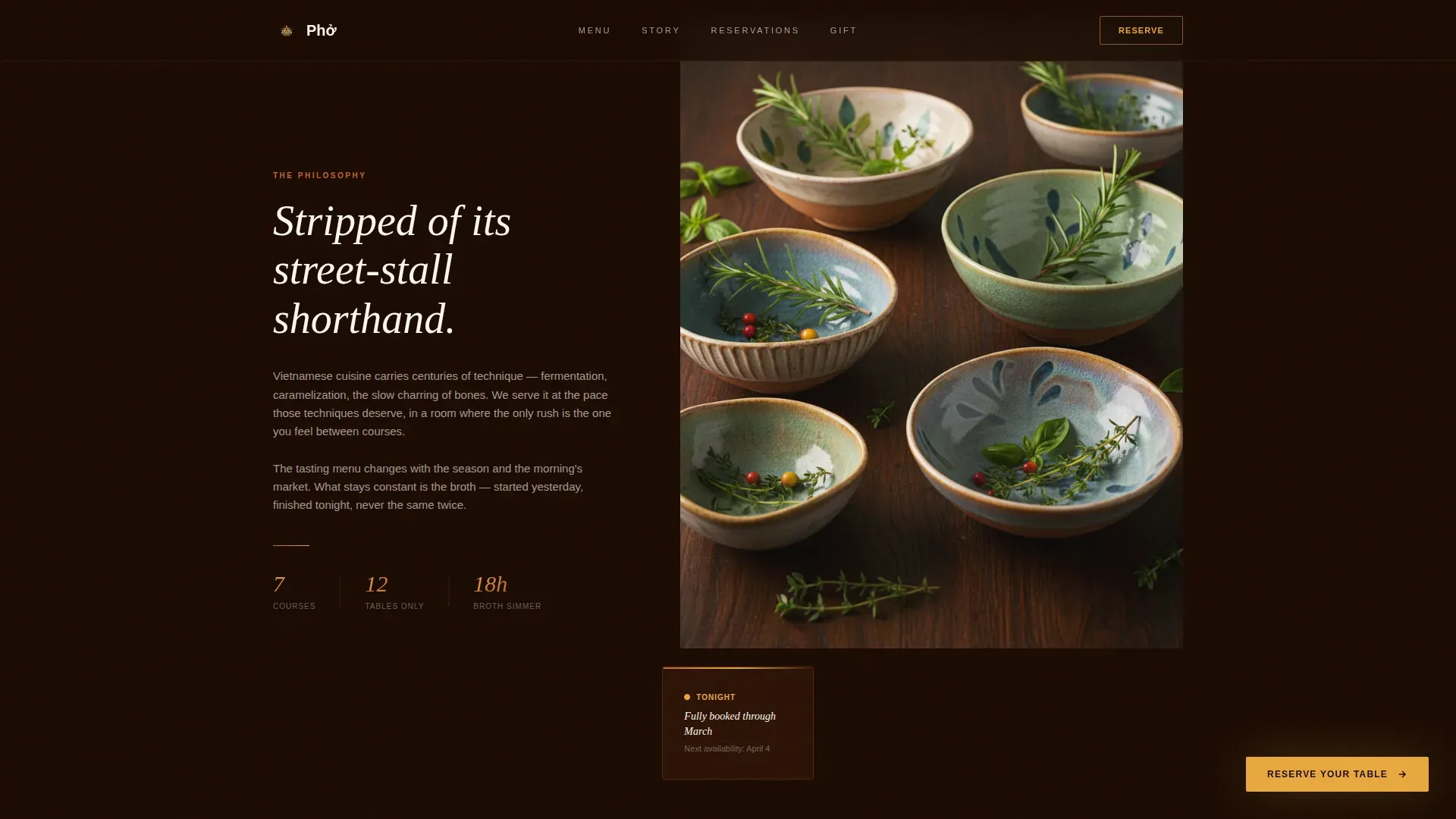 Fine Dining Reservation Landing Page Template