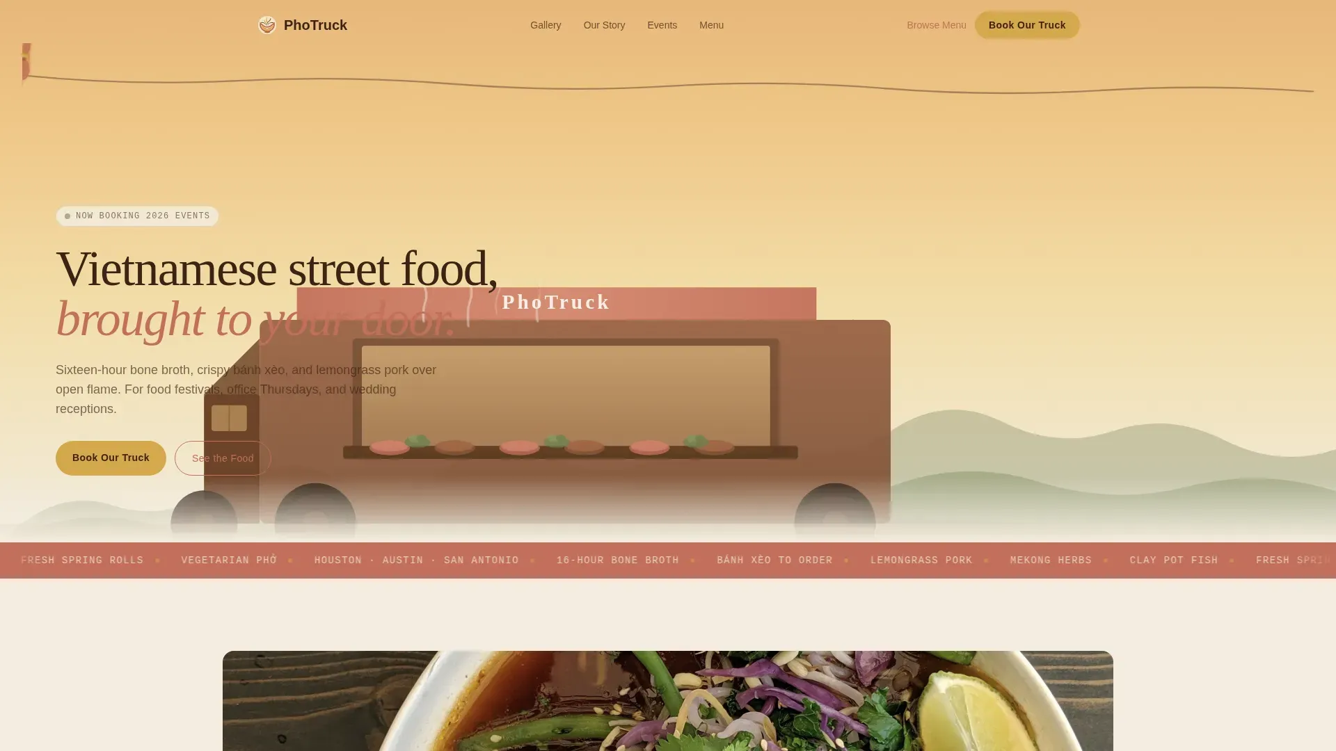 Authentic Vietnamese Food Truck Landing Page Template