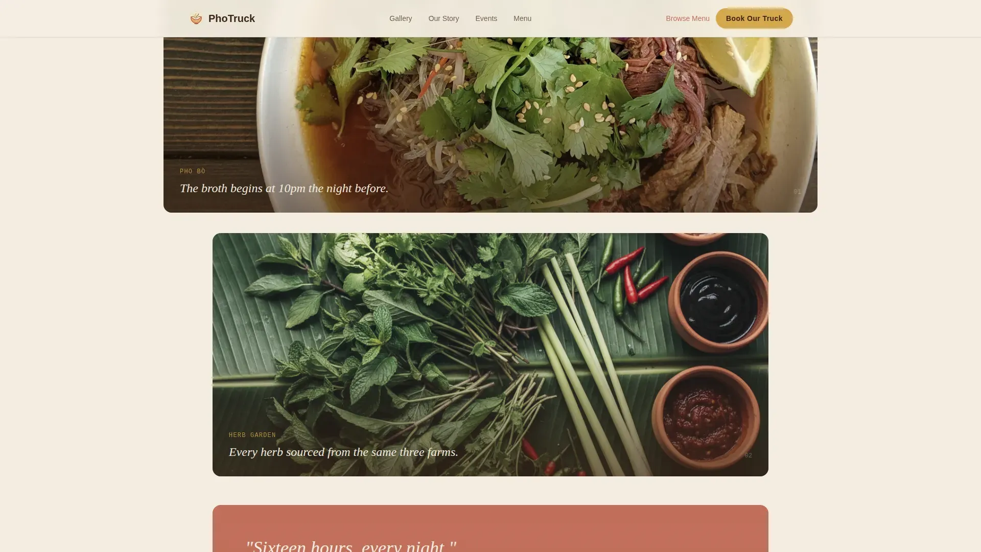 Authentic Vietnamese Food Truck Landing Page Template