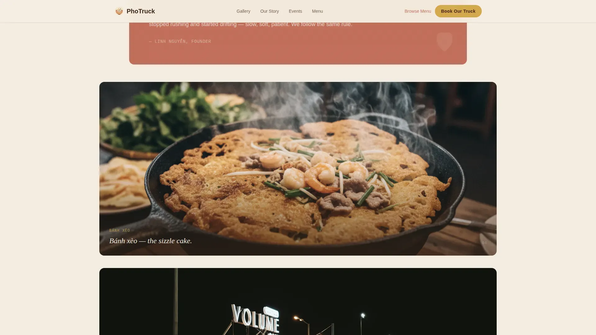 Authentic Vietnamese Food Truck Landing Page Template