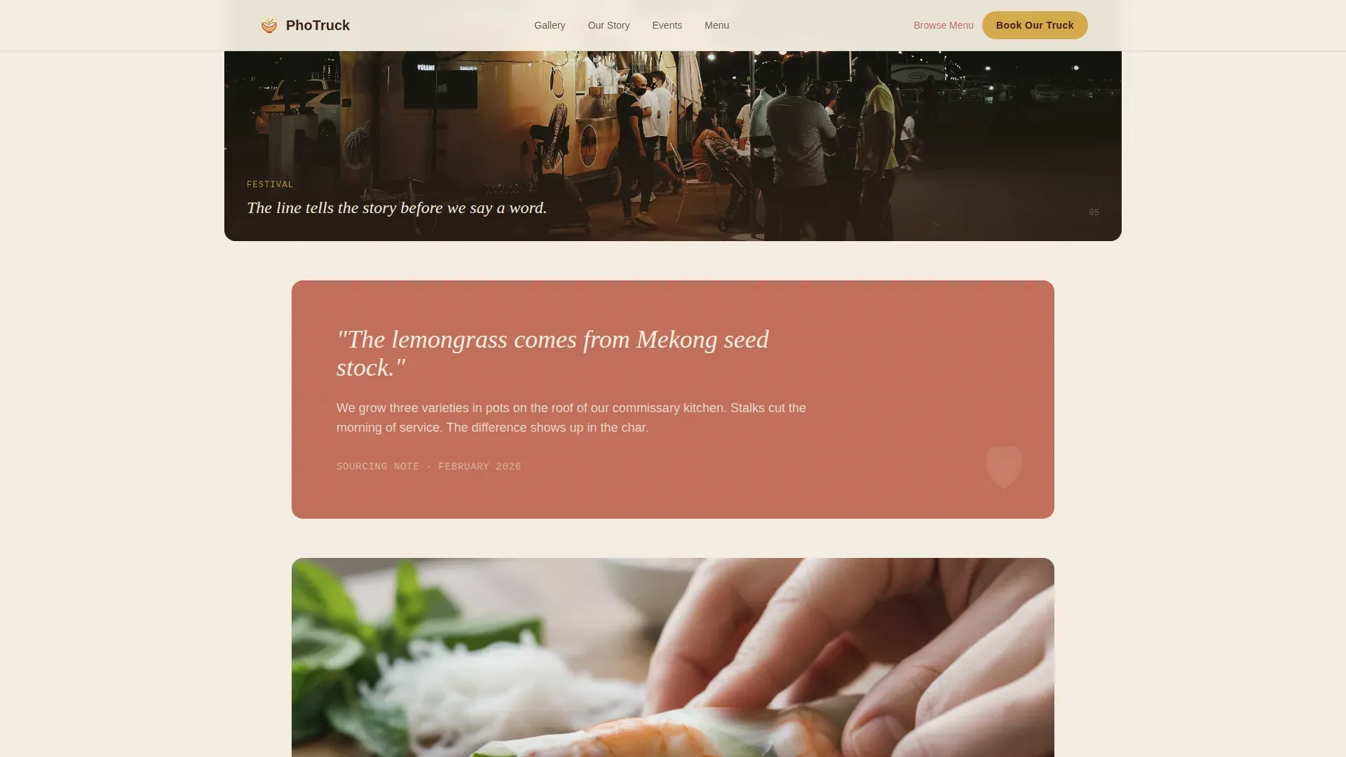 Authentic Vietnamese Food Truck Landing Page Template