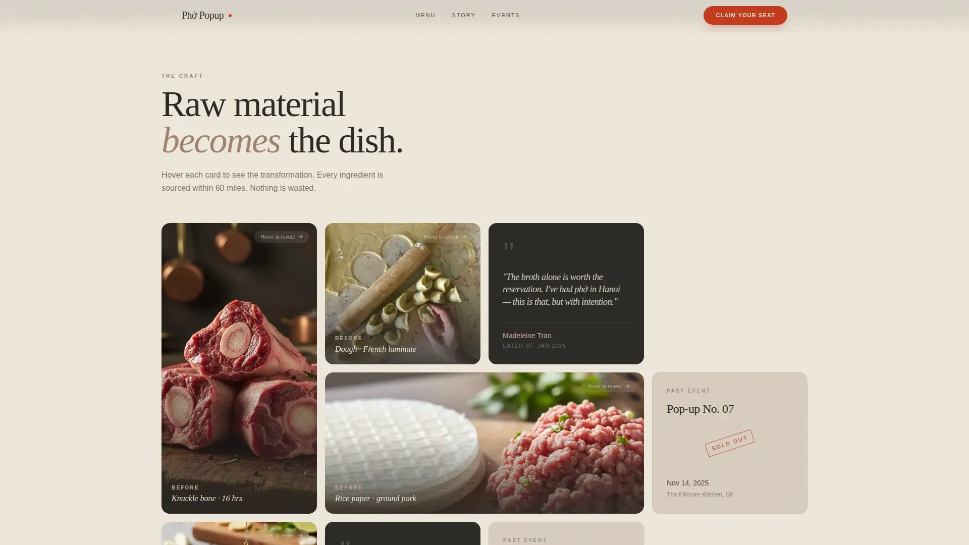 Haute Craft Vietnamese Pop-up Restaurant Landing Page Template
