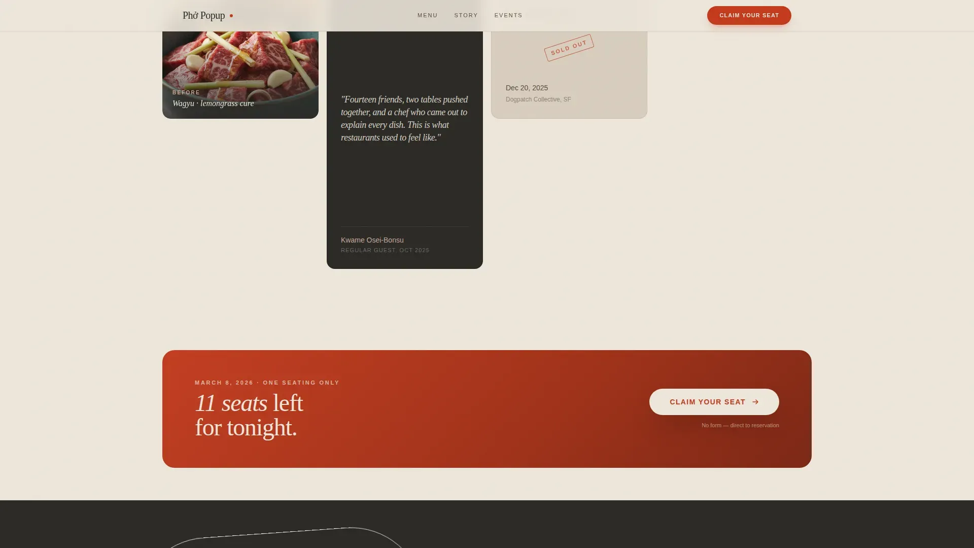 Haute Craft Vietnamese Pop-up Restaurant Landing Page Template
