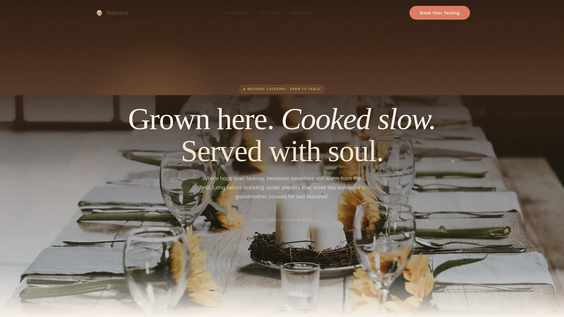 Farm to Table Wedding Caterer Landing Page Template