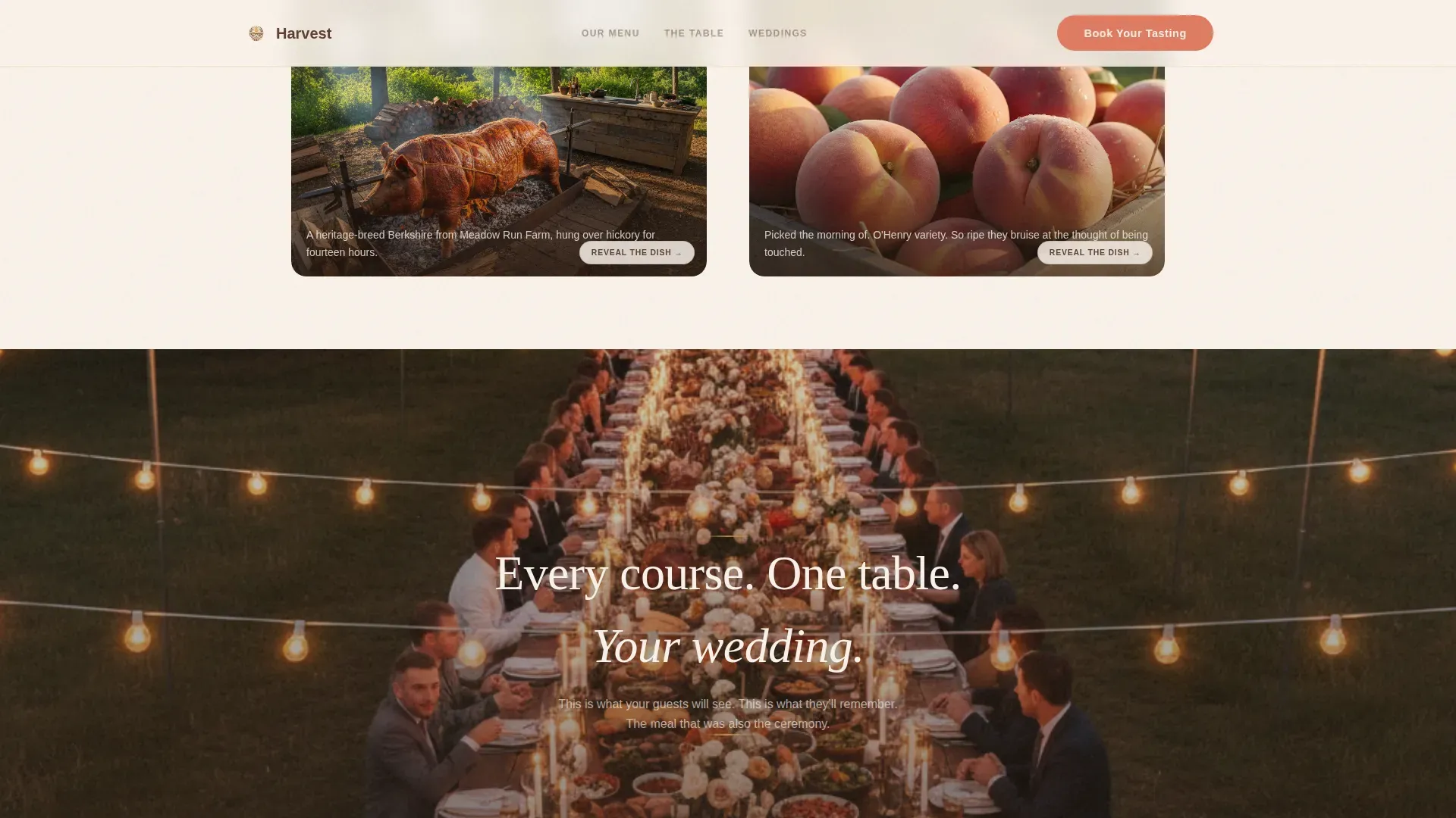Farm to Table Wedding Caterer Landing Page Template
