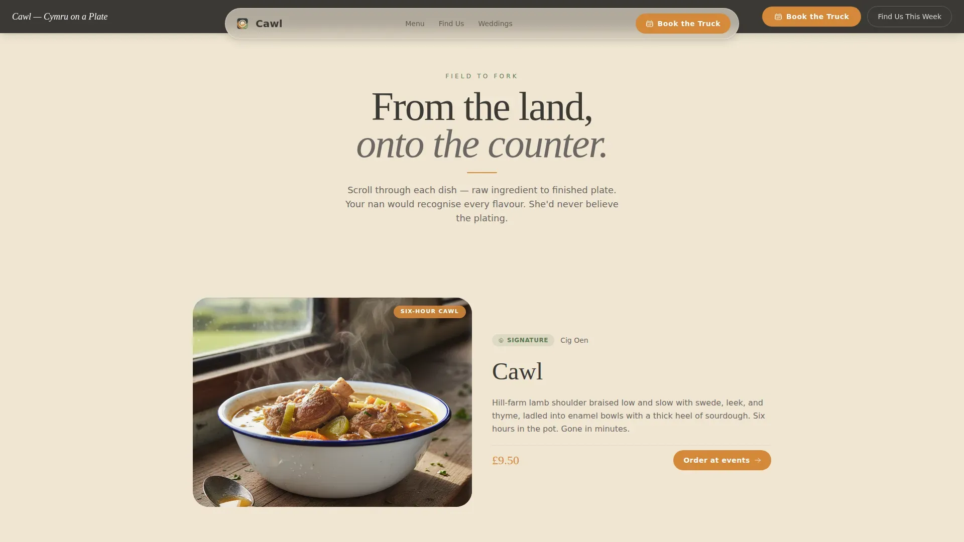 Welsh Food Truck Landing Page Template | Warm Artisan
