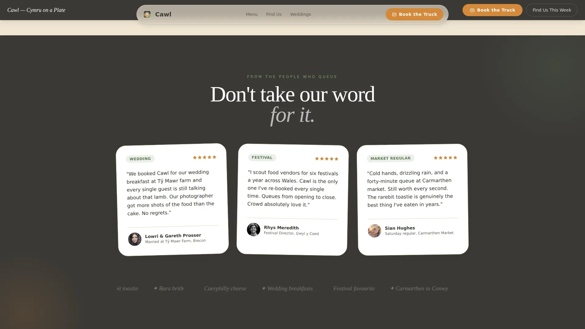 Welsh Food Truck Landing Page Template | Warm Artisan