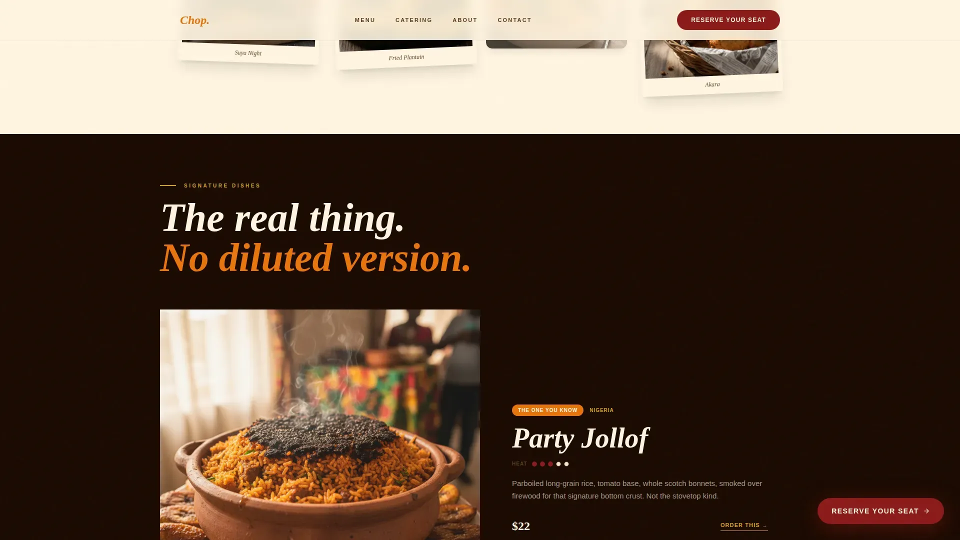 West African Restaurant Landing Page Template