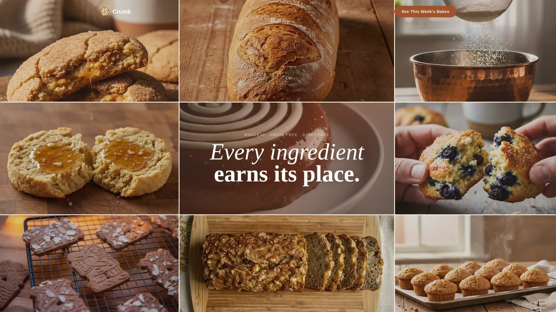 Whole30 Artisan Bakery Landing Page Template