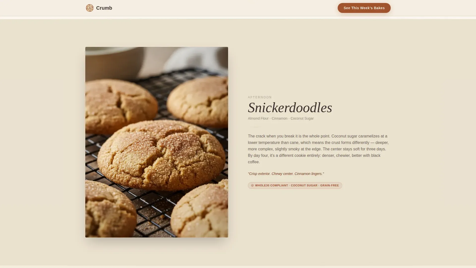 Whole30 Artisan Bakery Landing Page Template