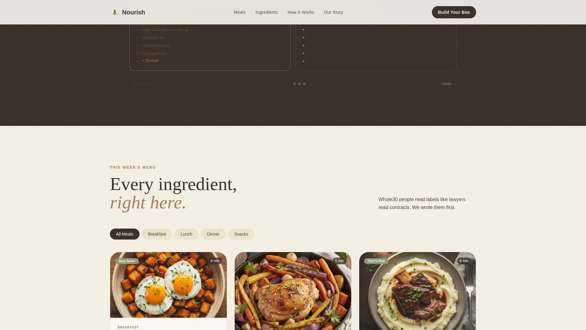 Whole30 Frozen Meal Delivery Landing Page Template