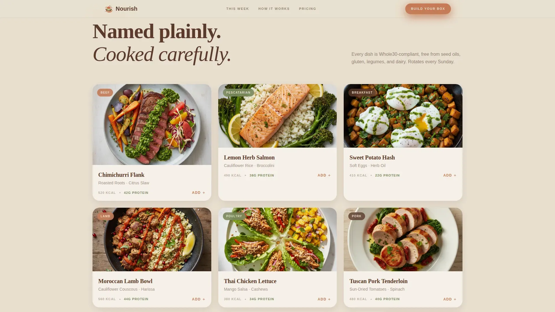 Whole30 Meal Delivery Landing Page Template