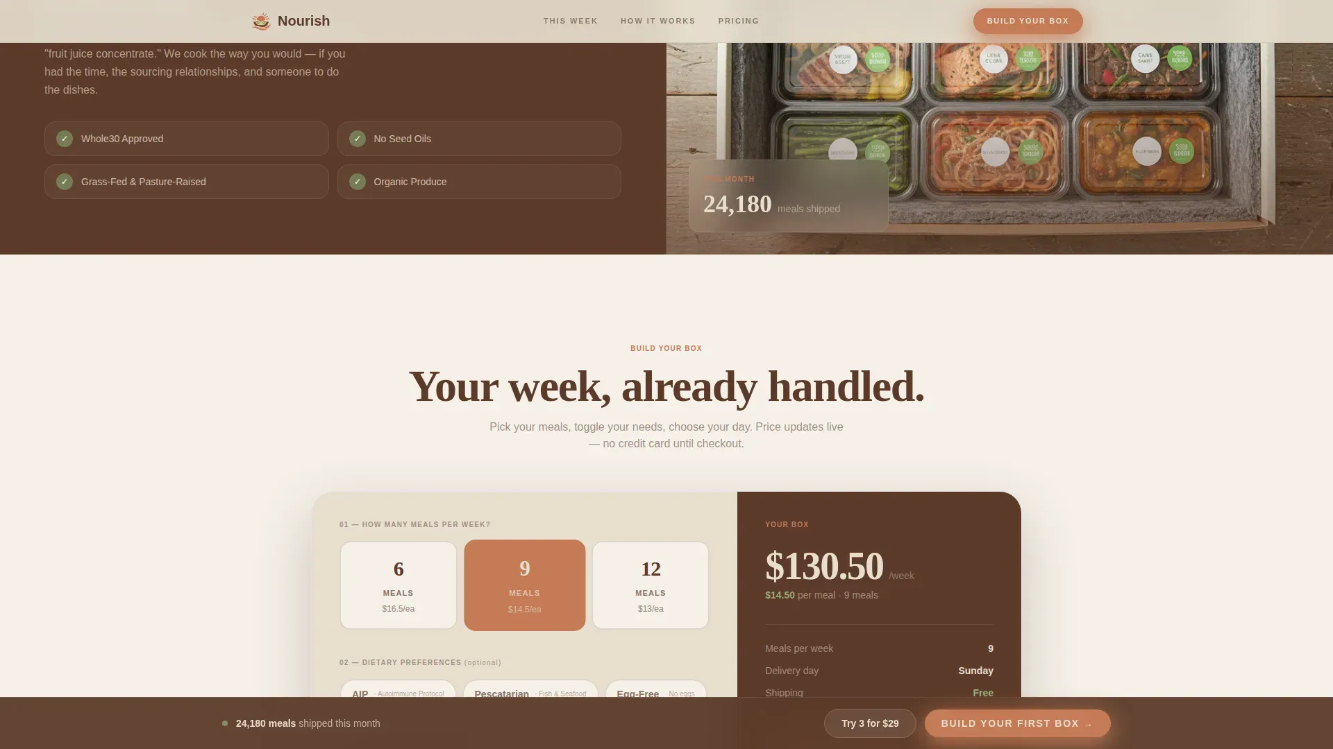 Whole30 Meal Delivery Landing Page Template