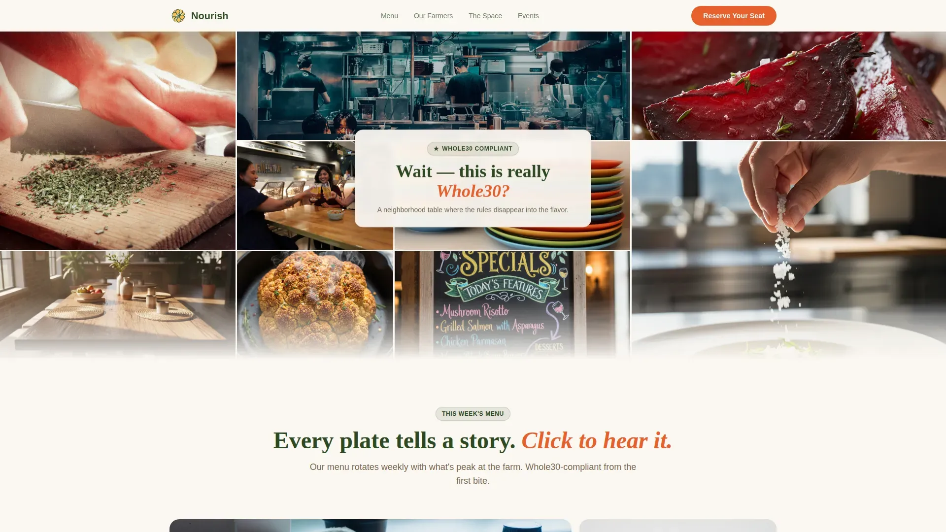 Whole30 Restaurant Gallery Landing Page Template