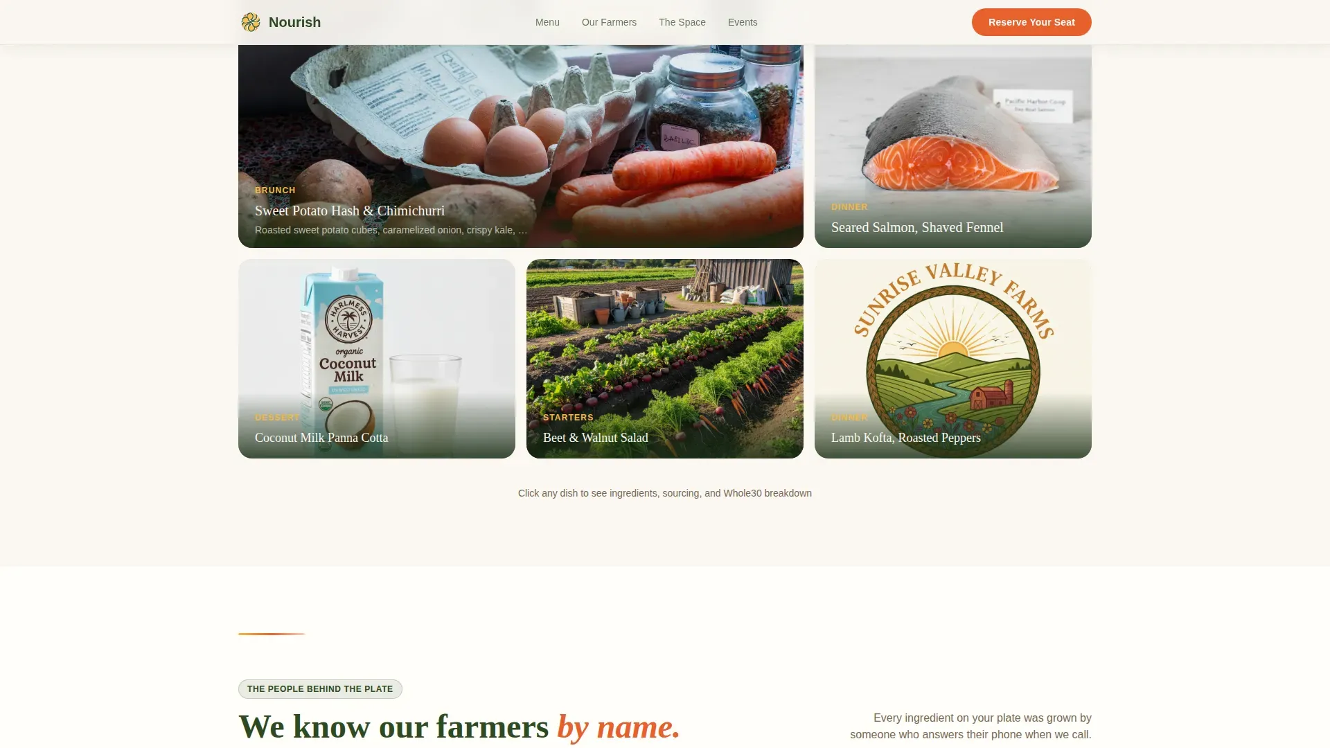 Whole30 Restaurant Gallery Landing Page Template