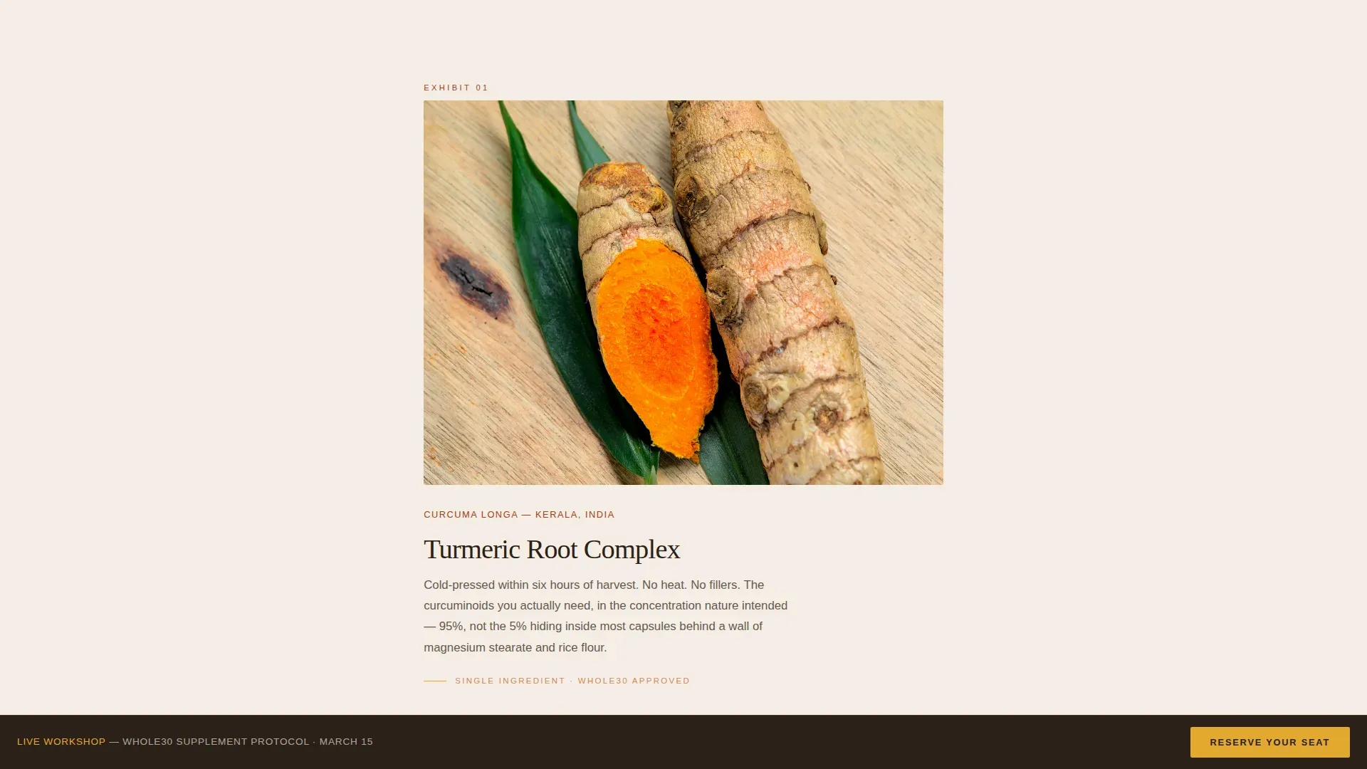 Whole30 Supplement Workshop Event Registration Landing Page