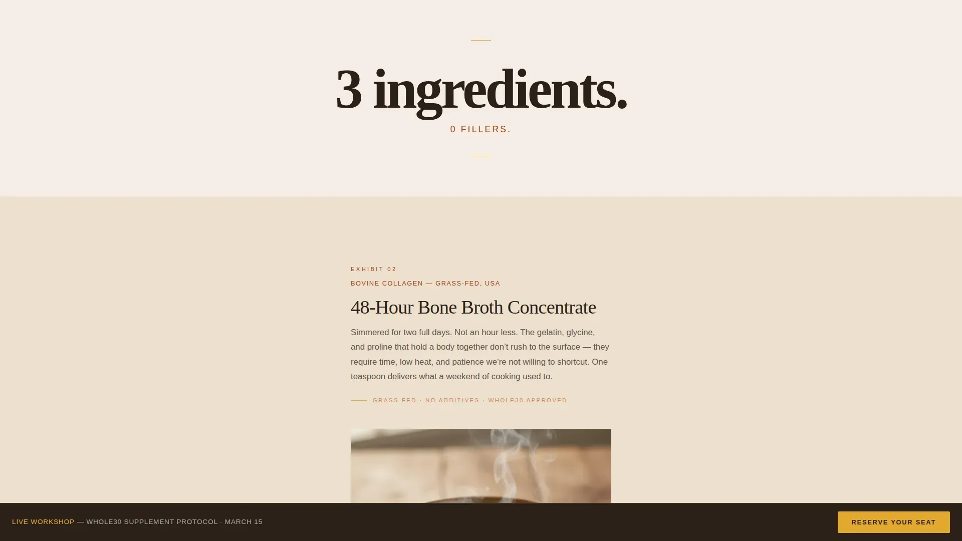 Whole30 Supplement Workshop Event Registration Landing Page