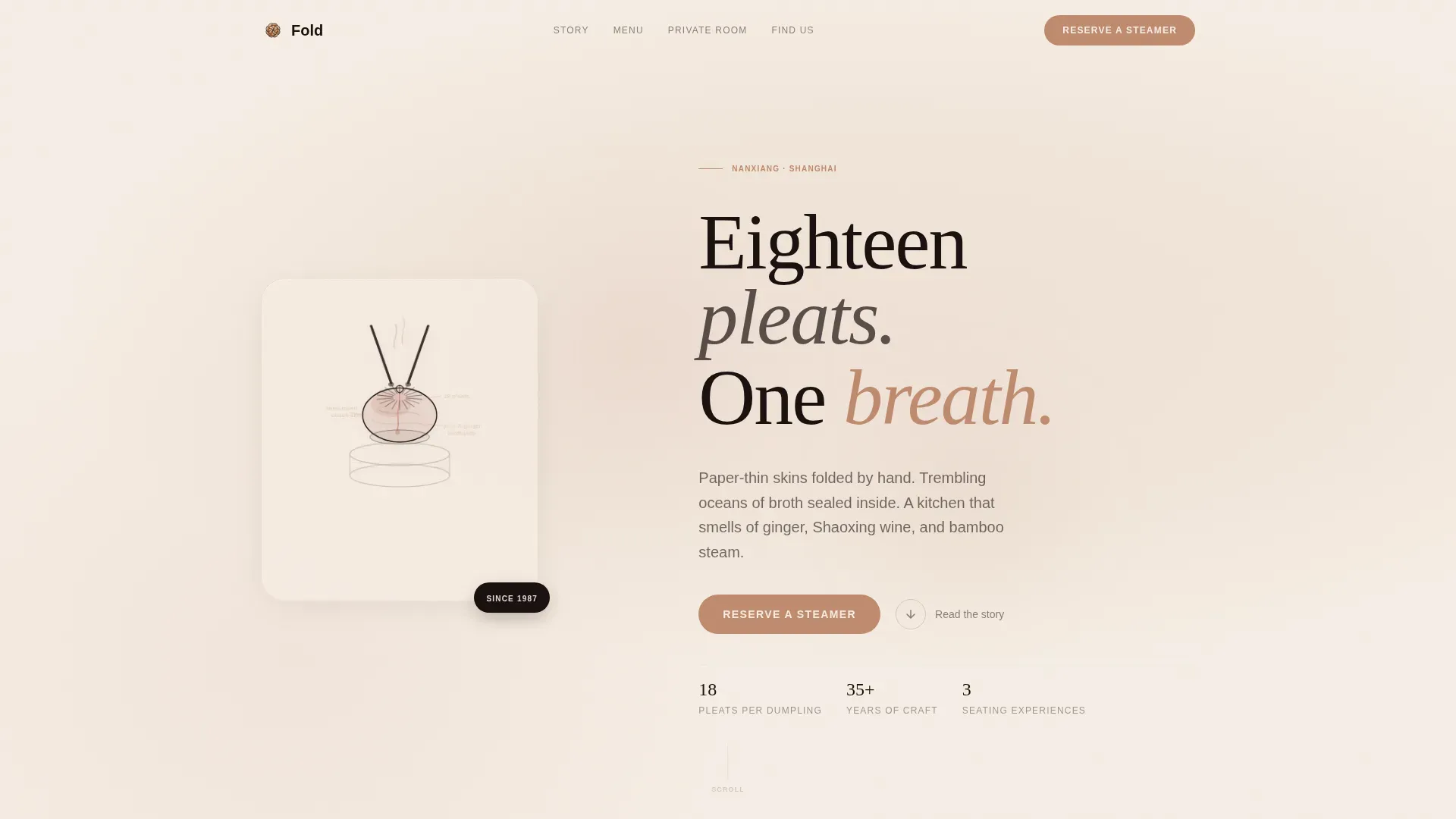 Luxe Minimal Xiaolongbao Booking Landing Page Template