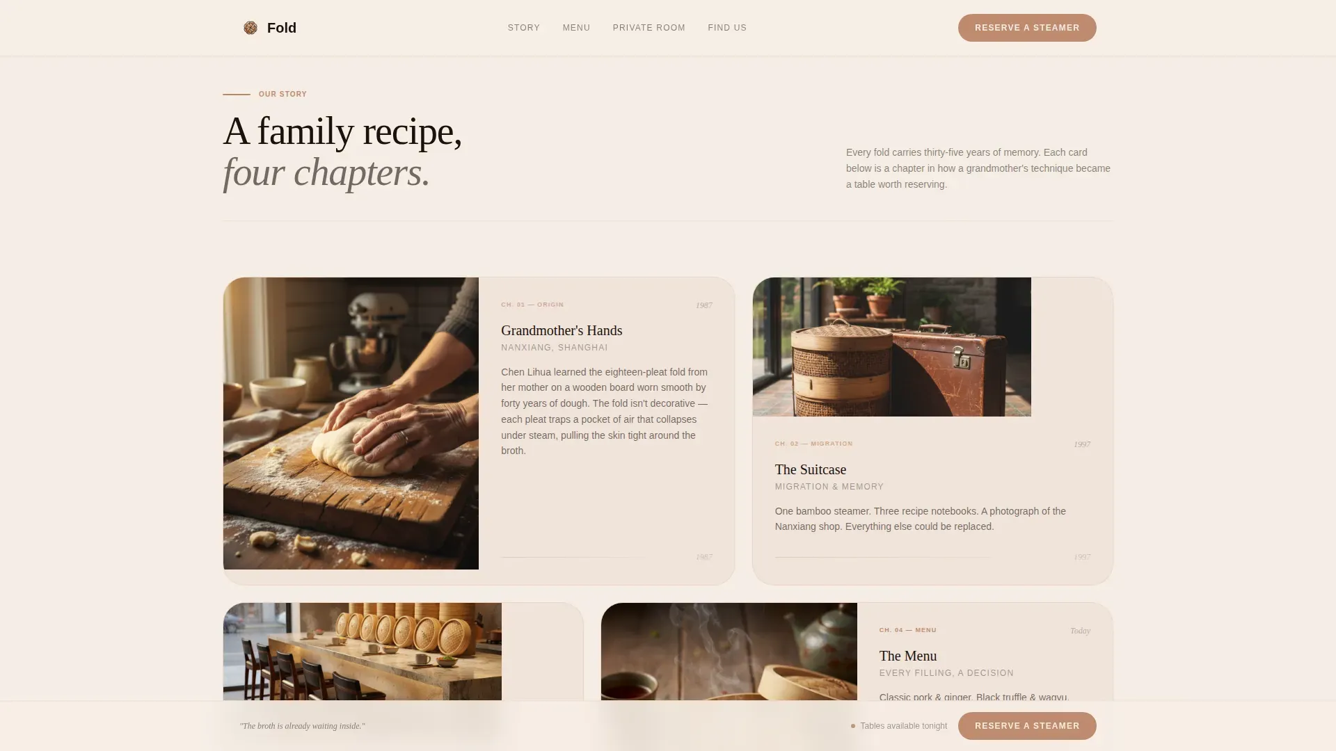 Luxe Minimal Xiaolongbao Booking Landing Page Template