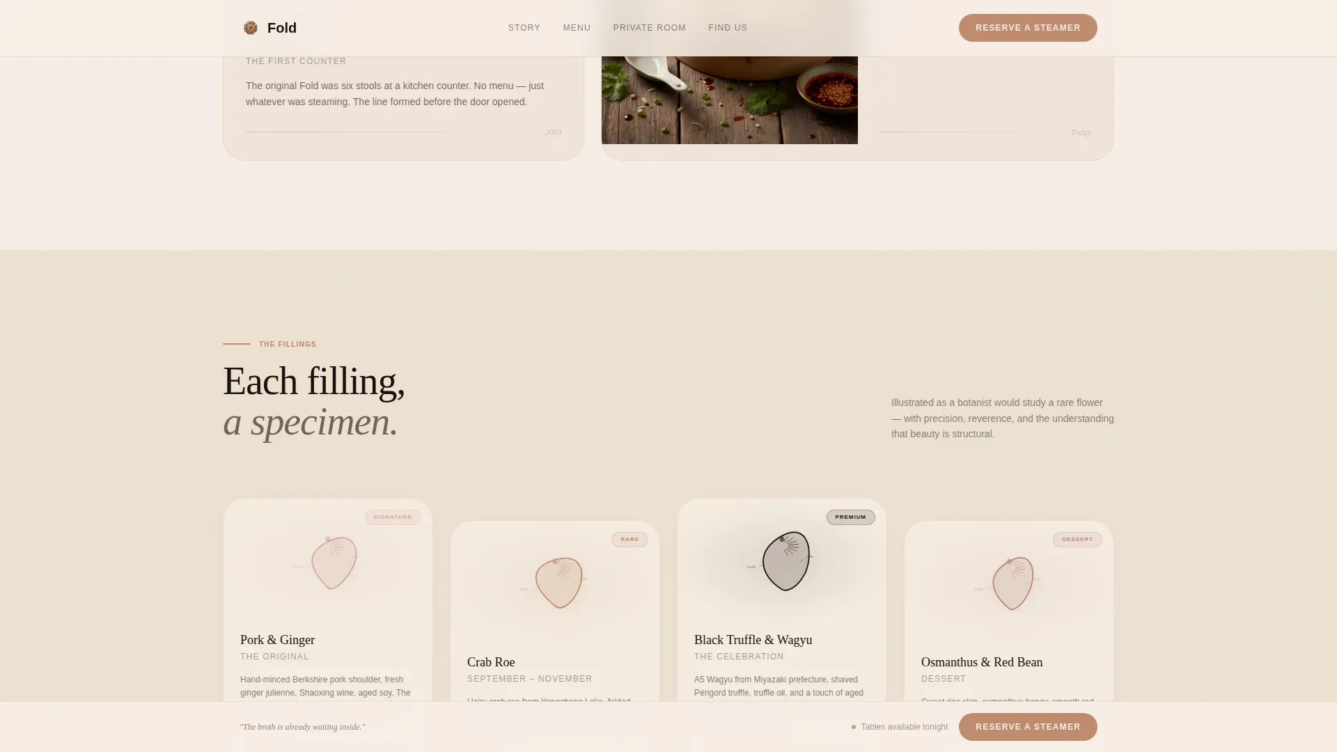 Luxe Minimal Xiaolongbao Booking Landing Page Template