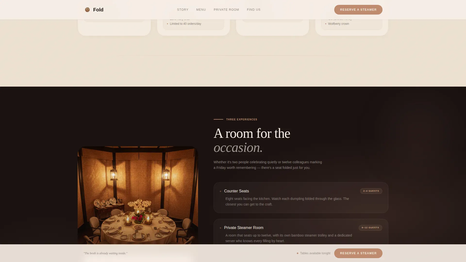Luxe Minimal Xiaolongbao Booking Landing Page Template