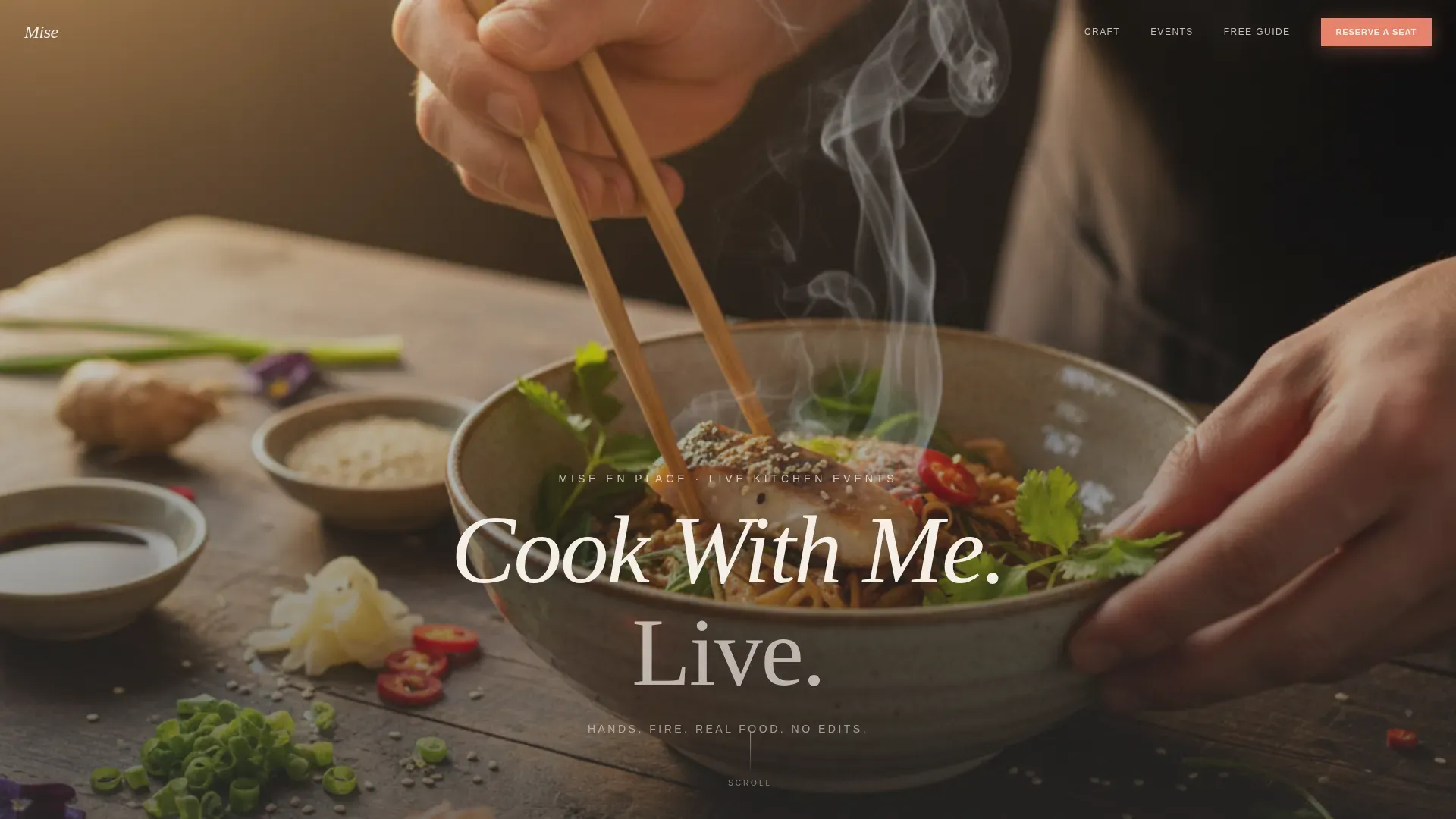 Immersive Social Chef Event Registration Landing Page