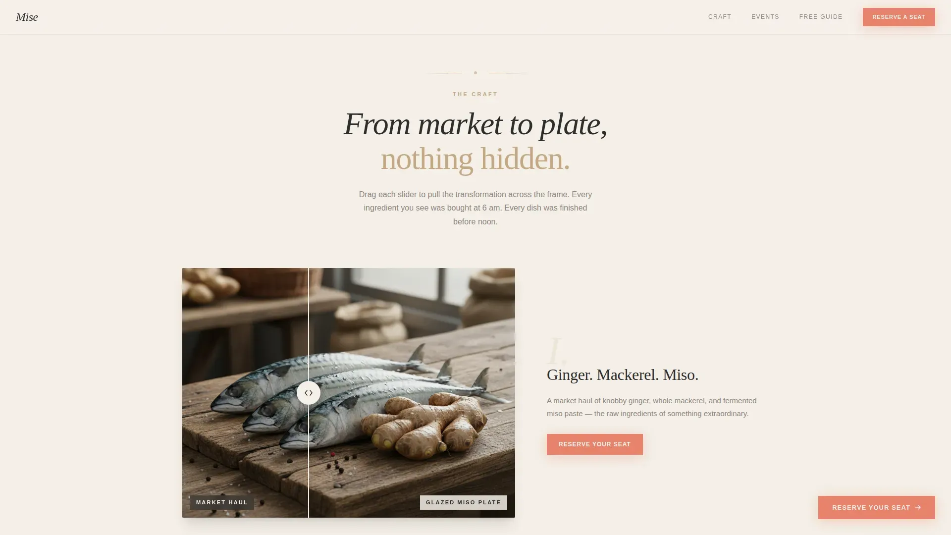 Immersive Social Chef Event Registration Landing Page