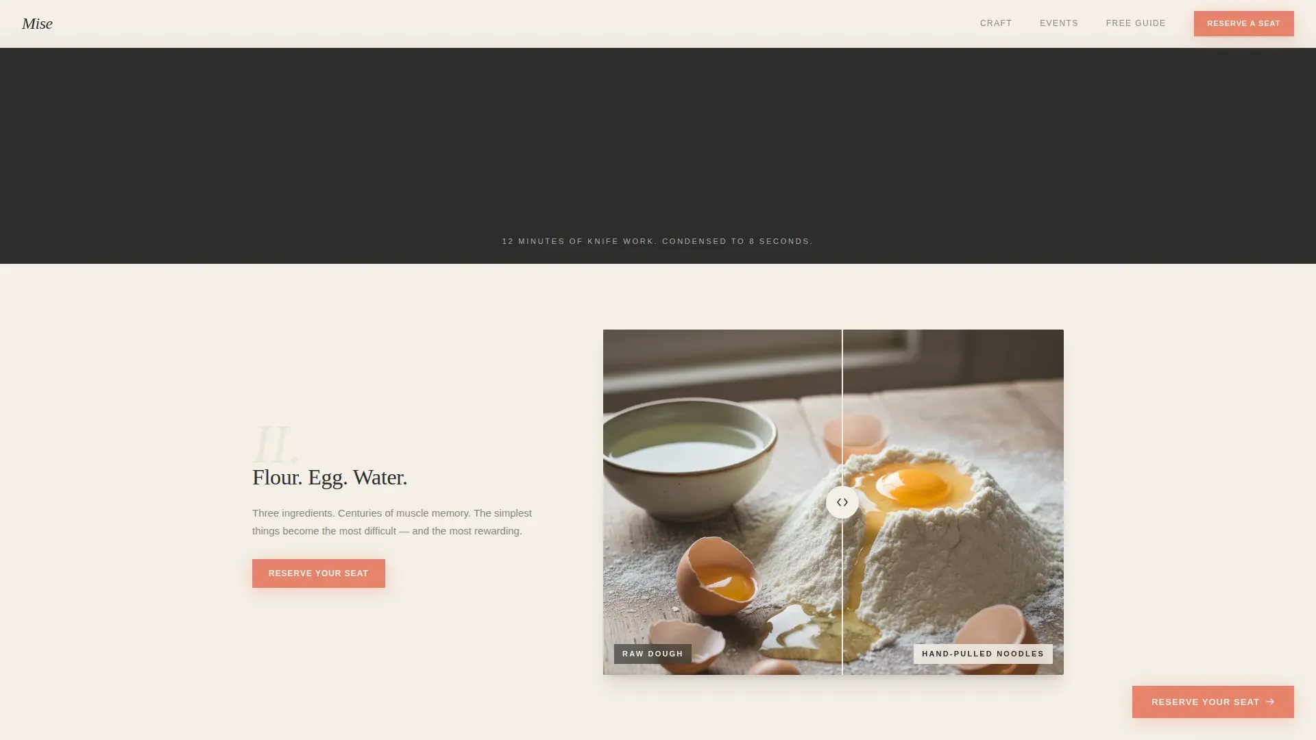 Immersive Social Chef Event Registration Landing Page