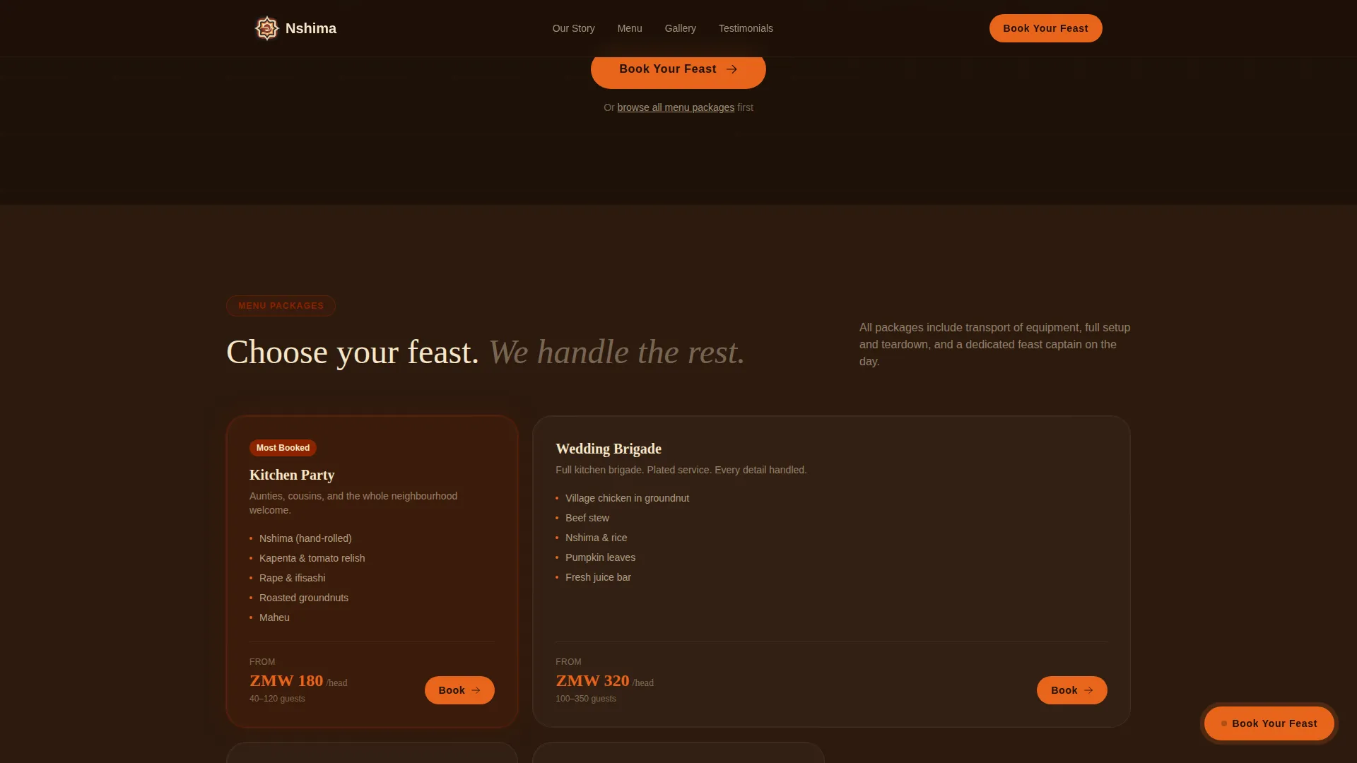 Zambian Cuisine Booking Website Template