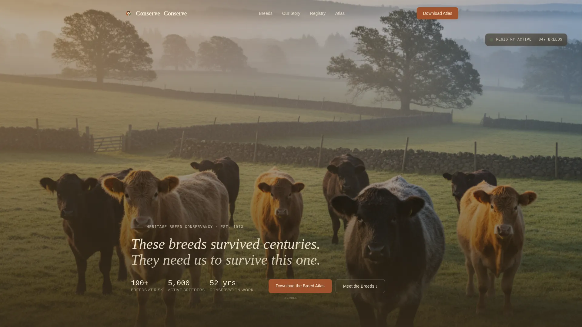 Heritage Breed Conservancy Landing Page Template