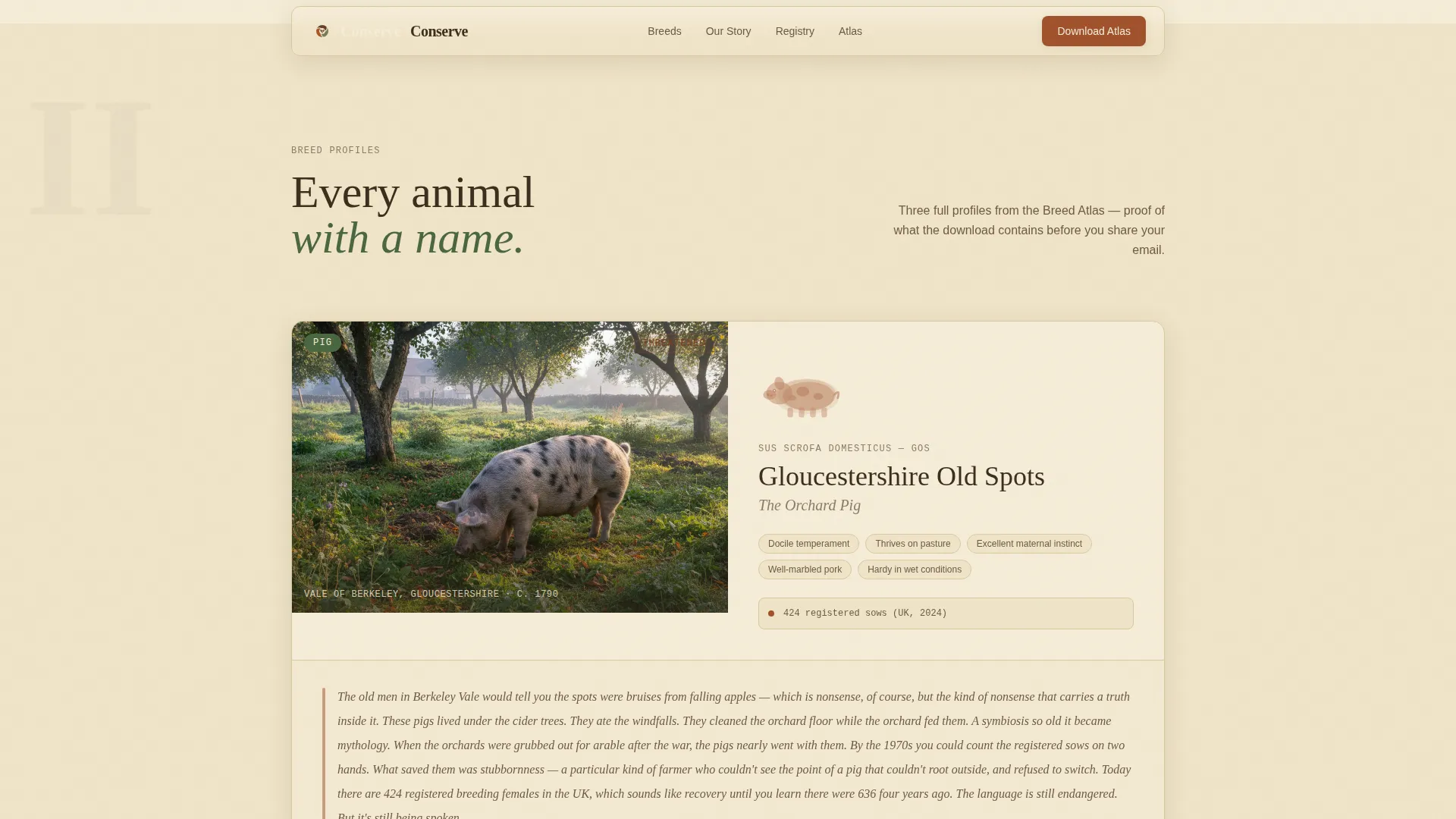Heritage Breed Conservancy Landing Page Template