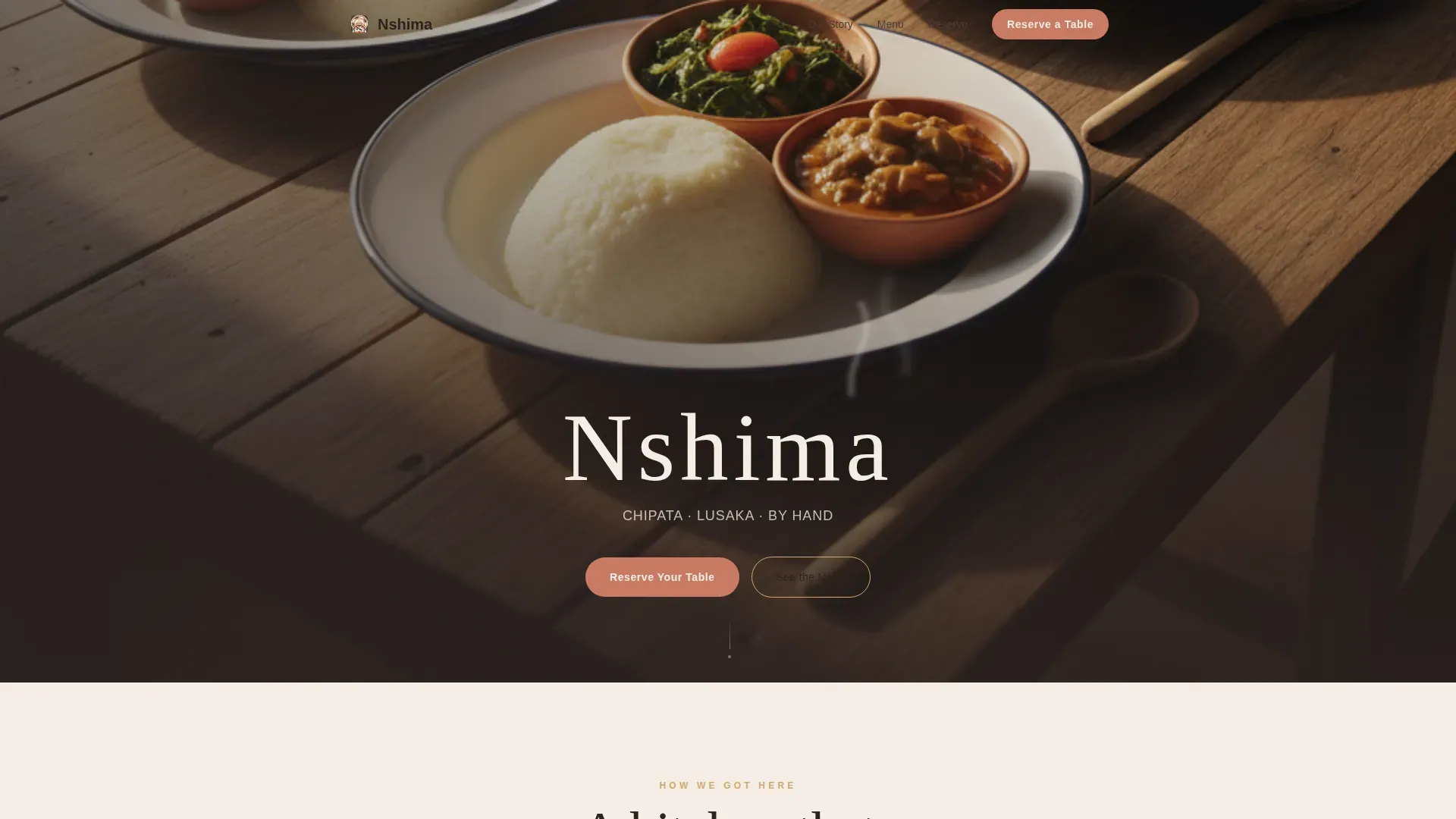 Zambian Restaurant Landing Page Template