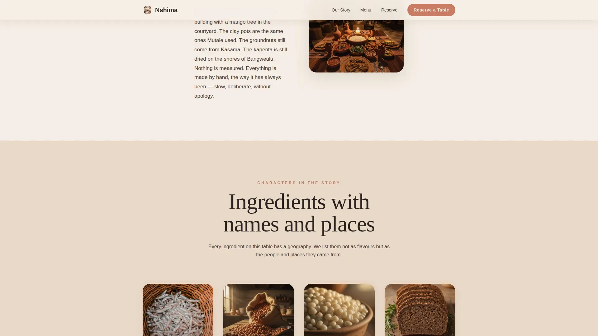 Zambian Restaurant Landing Page Template