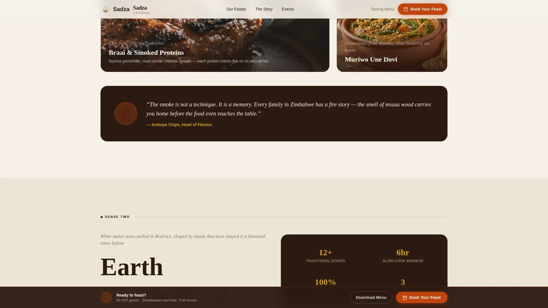 Authentic Zimbabwean Catering Landing Page Template