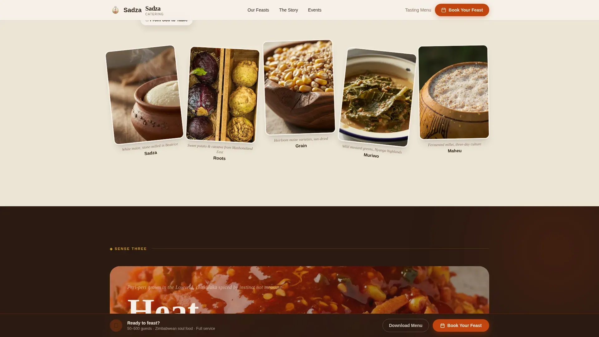 Authentic Zimbabwean Catering Landing Page Template