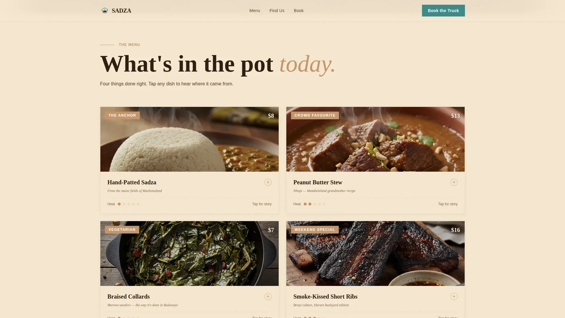 Zimbabwean Food Truck Landing Page Template