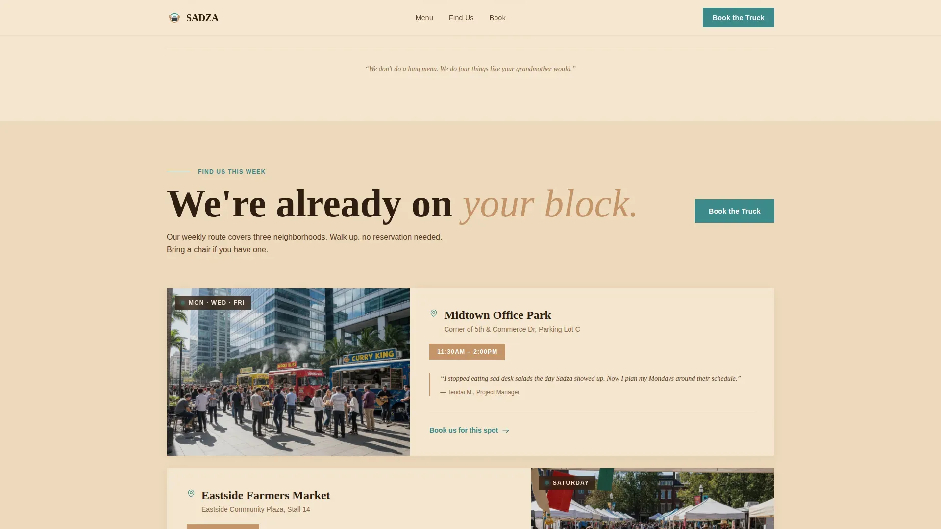 Zimbabwean Food Truck Landing Page Template